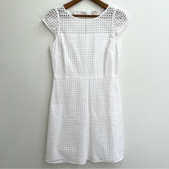 J Crew white eyelet a-line dress square neckline size 10 - Picture 1 of 10